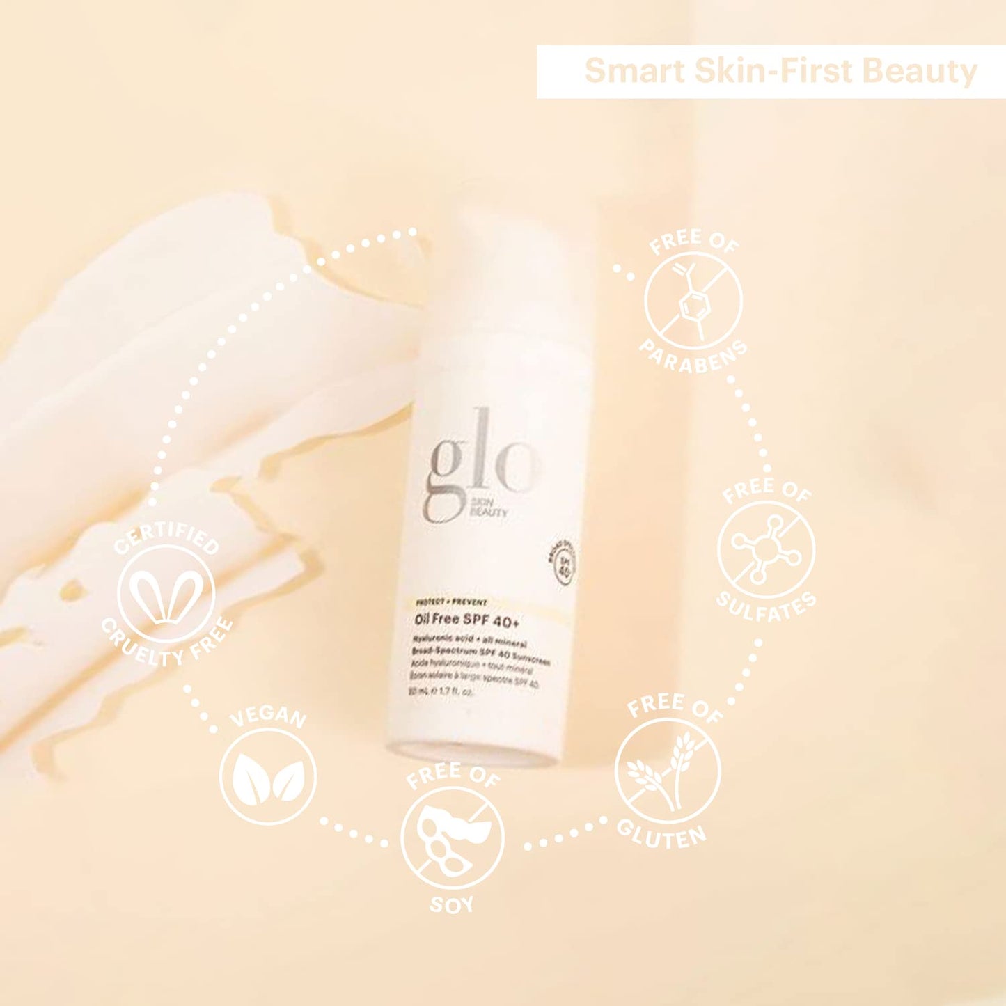Glo Skin Beauty Oil Free SPF 40+ Hyaluronic Acid Infused All Mineral Sunscreen - Protect Against Sun Damage & Aging Environmental Skin Stressors Beauty & Personal Care Glo Skin Beauty