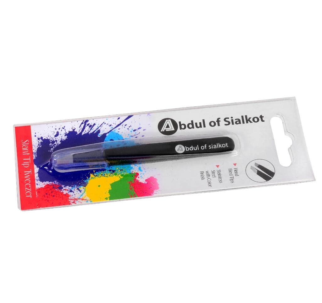 Abdul of Sialkot Tweezers for Eyebrows -Slant Tip Professional Stainless Steel Eyebrow Tweezers for Women & Men - Great Precision on Brow, Facial Hair Beauty & Personal Care Abdul of Sialkot