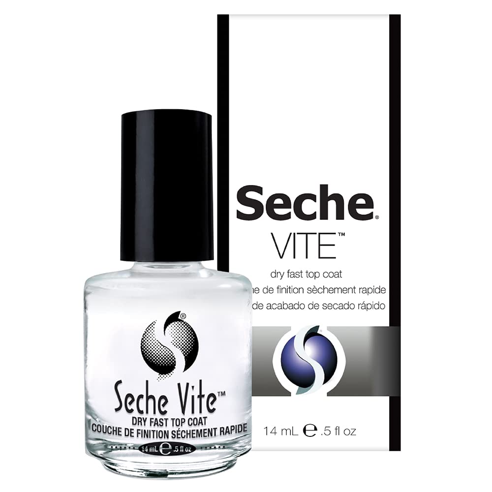 Seche Vite Dry Fast Top Coat - Quick Dry Clear Nail Polish Top Coat for High Gloss Shine, Long-Lasting Manicure, Made in the USA, 0.5 fl oz