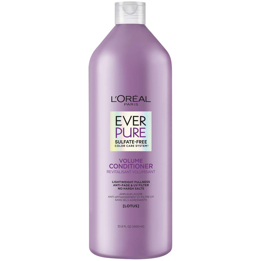 L'Oreal Paris EverPure Volume Sulfate Free Conditioner for Color-Treated Hair, Volume + Shine for Fine, Flat Hair, with Lotus Flower, 33.8 Fl; Oz