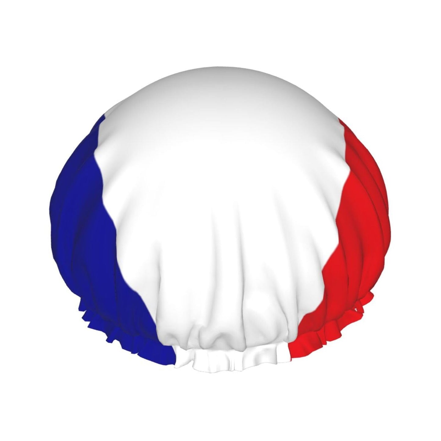French Flag Prints Shower Cap Double Layer Lined Waterproof Bathing Shower Hat Beauty and Personal Care Hayyett