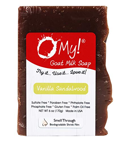 O My! Goat Milk Soap 6oz Bar - Vanilla Sandalwood | Made with Farm-Fresh Goat Milk | Moisturizes dry skin | Gently Exfoliates | Paraben Free | Leaping Beauty & Personal Care O My!