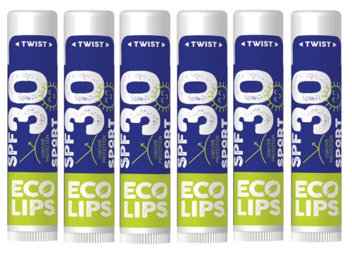 Eco Lips Classic Sport SPF 30 Broad Spectrum Sunscreen Lip Balm - 6-Pack (Classic Vanilla) | Organic Moisturizing Lip Protection | Made in USA Beauty & Personal Care Eco Lips