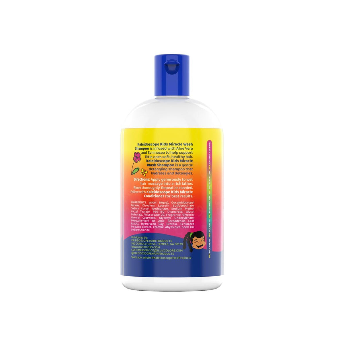 Kaleidoscope Kids Shampoo for Curly Hair with Aloe Vera and Echinacea Extract - Detangling Shampoo for Kids Tangle Free Clean Hair and Scalp - 12 oz