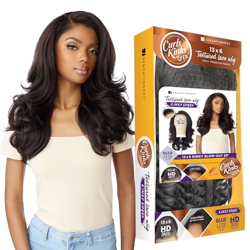 Sensationnel CKCO Kinkyedges Wig-Kinky Blow Out 20 Inch, 1B OFFBLACK