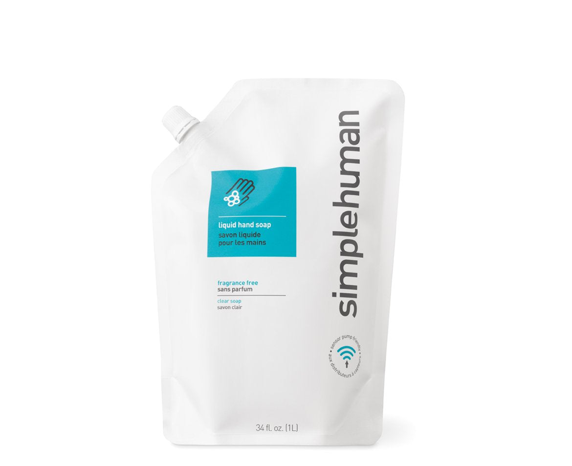 simplehuman Fragrance Free Liquid Hand Soap Refill Pouch, Clear 34 fl. oz Beauty & Personal Care simplehuman