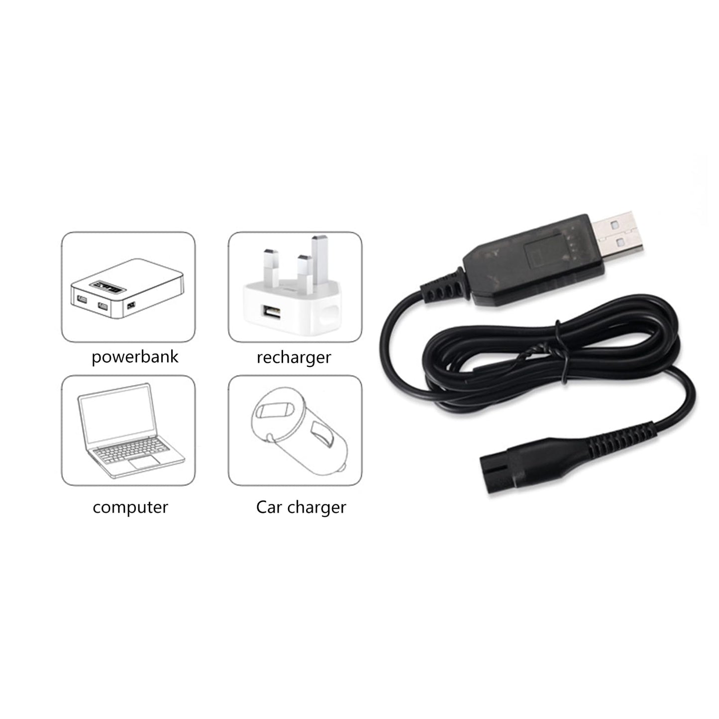 Peiiwdc USB Charger Cord for Electric Shavers QP2620, QP2520, QP2520/30, RQ328, A00390 Shaver USB Charging Cable Replacement Beauty and Personal Care Peiiwdc