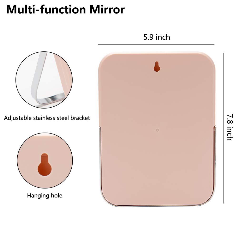 YEAKE Table Desk Vanity Makeup Mirror,8-Inch Portable Folding Mirror with Metal Stand 90°Adjustable Rotation Tavel Make Up Mirror Hanging Bathroom Beauty & Personal Care YEAKE