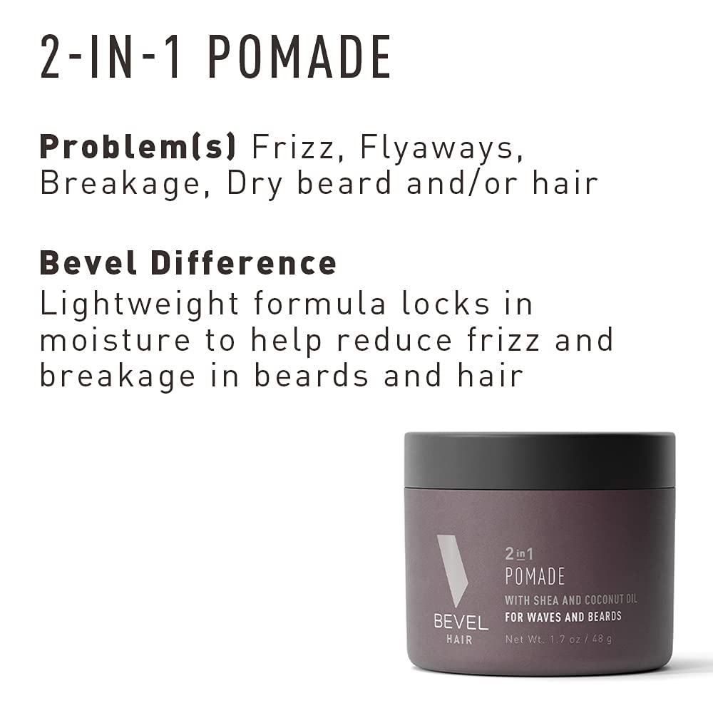 Beard Balm & Hair Pomade by Bevel with Coconut Oil and Shea Butter, Beard Care for Men, 1.7 oz (Packaging May Vary) Beauty & Personal Care Bevel