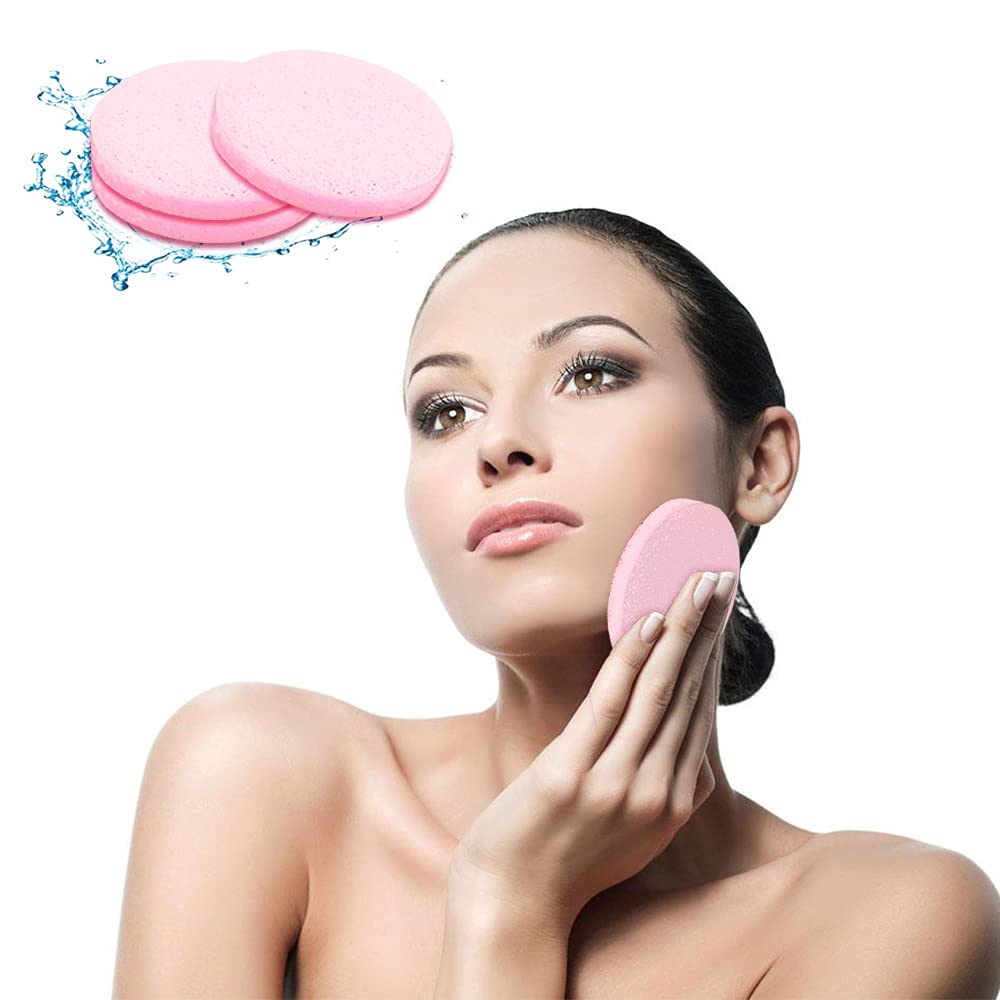 120 Pcs Facial Sponges Compressed,Face Cleansing Sponge,Makeup Removal Sponge Pads,Exfoliating Wash Round Sponge for Women,Girls,Pink Beauty & Personal Care Krgiqn