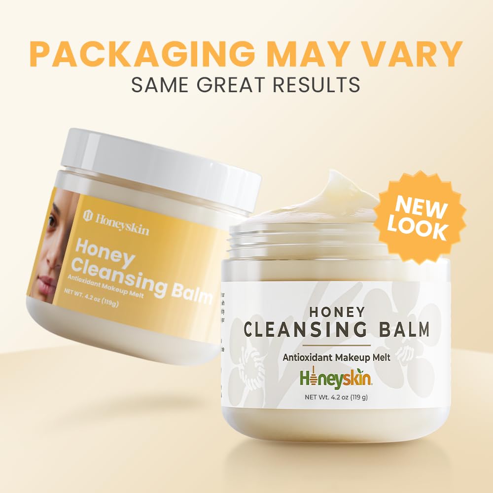 Honeyskin Honey Cleansing Balm Makeup Remover - Face and Eye Makeup Remover for Sensitive Skin Face Wash - Hydrating Facial Cleanser and Gentle Beauty & Personal Care Honeyskin
