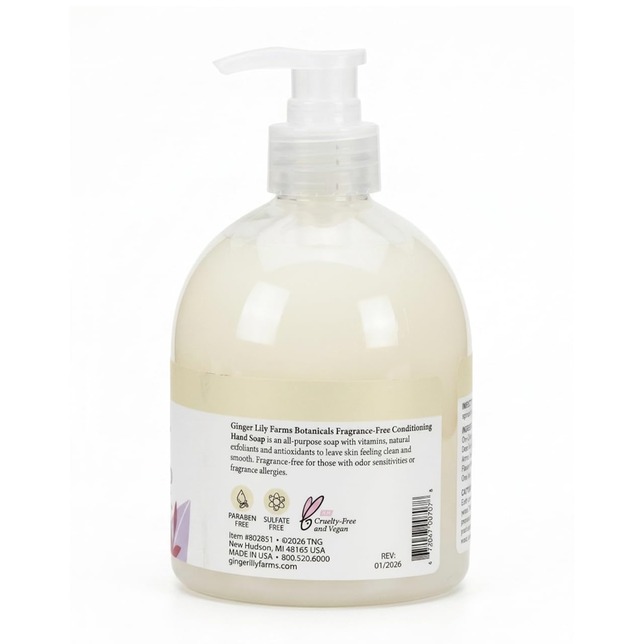 Ginger Lily Farms Botanicals Conditioning Liquid Hand Soap, 100% Vegan & Cruelty-Free, Fragrance Free, 16.9 fl oz Beauty & Personal Care Ginger Lily Farms
