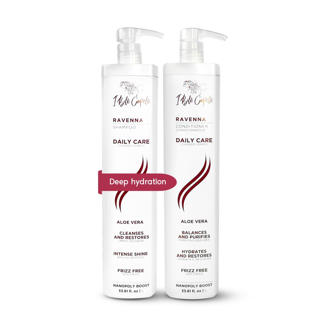 I Belli Capelli Ravenna Aloe Vera Shampoo & Conditioner Set - Paraben-Free, Deep Moisture, Breakage Reduction for Dry, Damaged & All Hair Types, 2×1L Beauty & Personal Care I Belli Capelli