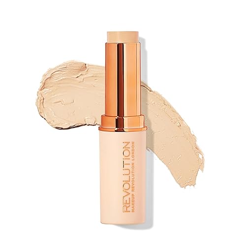 Makeup Revolution Fast Base Stick Foundation, Contour & Highlight, Flawless Skin & Matte Finish, F2 for Fair Skin Tones with Yellow Undertone, Vegan Beauty & Personal Care Makeup Revolution
