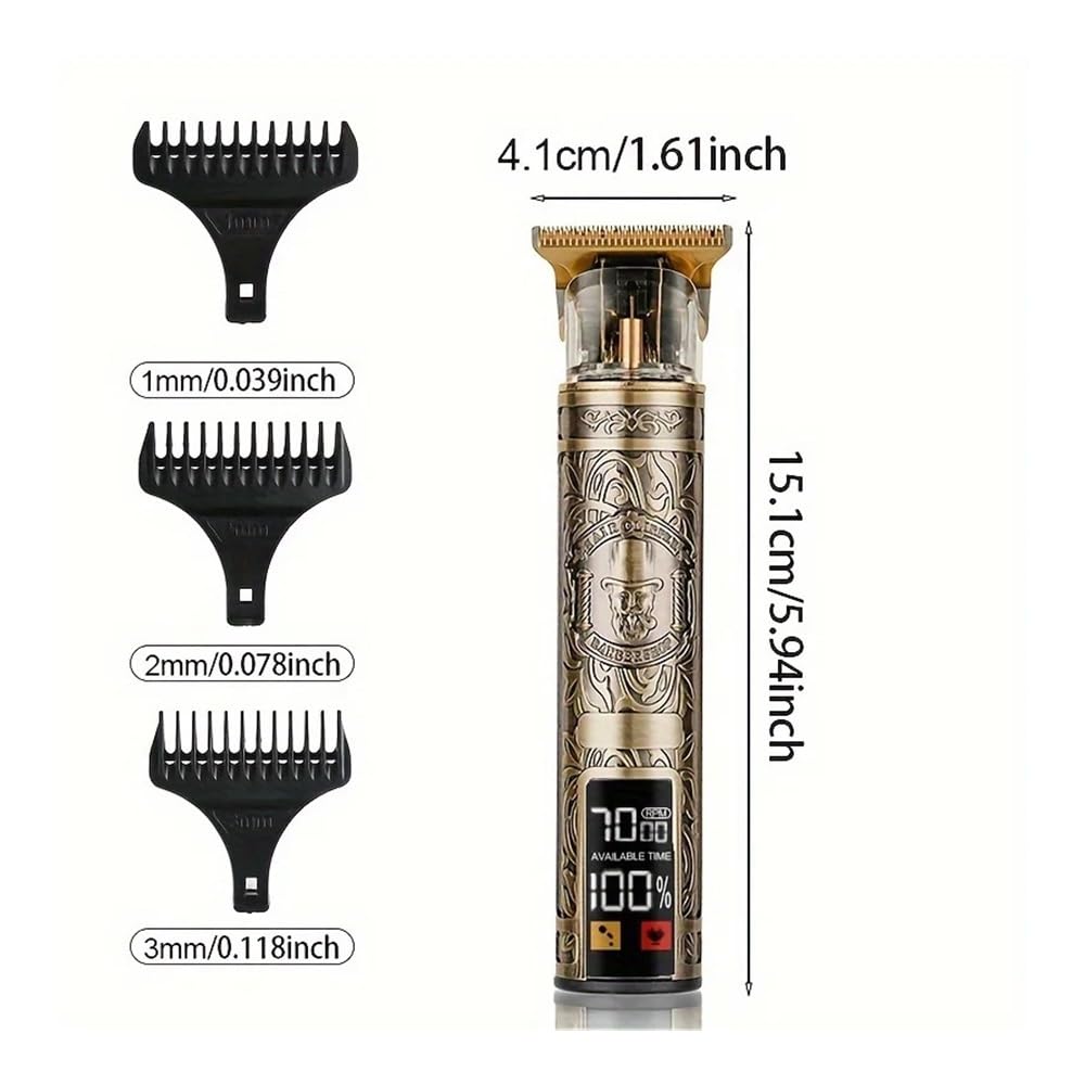 EWKYLSEM Razors Metal Electric Hair Clipper, Multi-Functional Cordless Hair Clipper Shaver USB Liquid Crystal Display T-Head Hair Clipper(Metal Beauty and Personal Care EWKYLSEM
