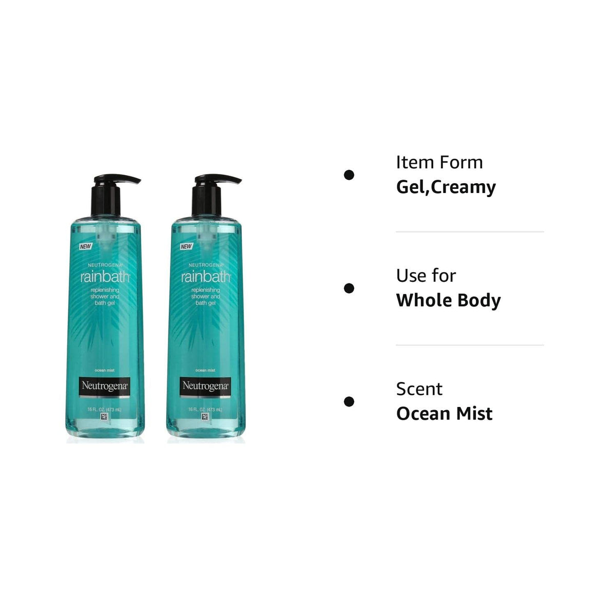 Neutrogena Rainbath 16 Ounce Ocean Mist Shower & Bath Gel (473ml) (2 Pack) Beauty & Personal Care Neutrogena
