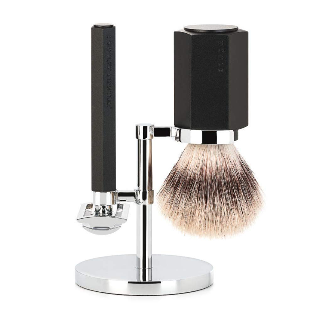 MÜHLE HEXAGON Graphite 3-Piece Silvertip Fiber Shaving Set Beauty and Personal Care MÜHLE