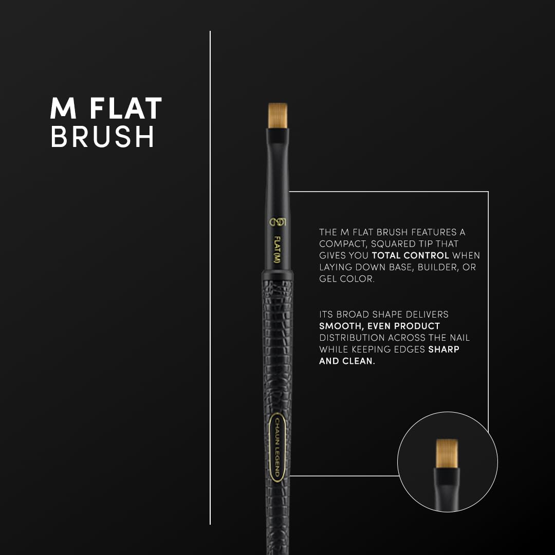 Chaun Legend Nail Art Brush - M Flat (Compact Square tip for base builder or gel)
