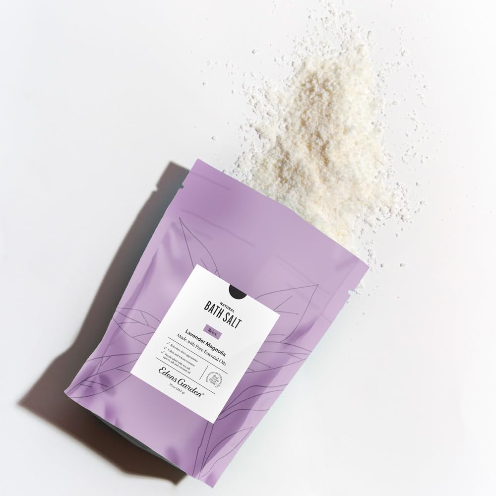 Edens Garden Relaxing Bath Salt Soak - Lavender Magnolia Blend with Pure Essential Oils, Epsom, Dead Sea Salt & Magnesium - for Body Nourishing Beauty and Personal Care Edens Garden