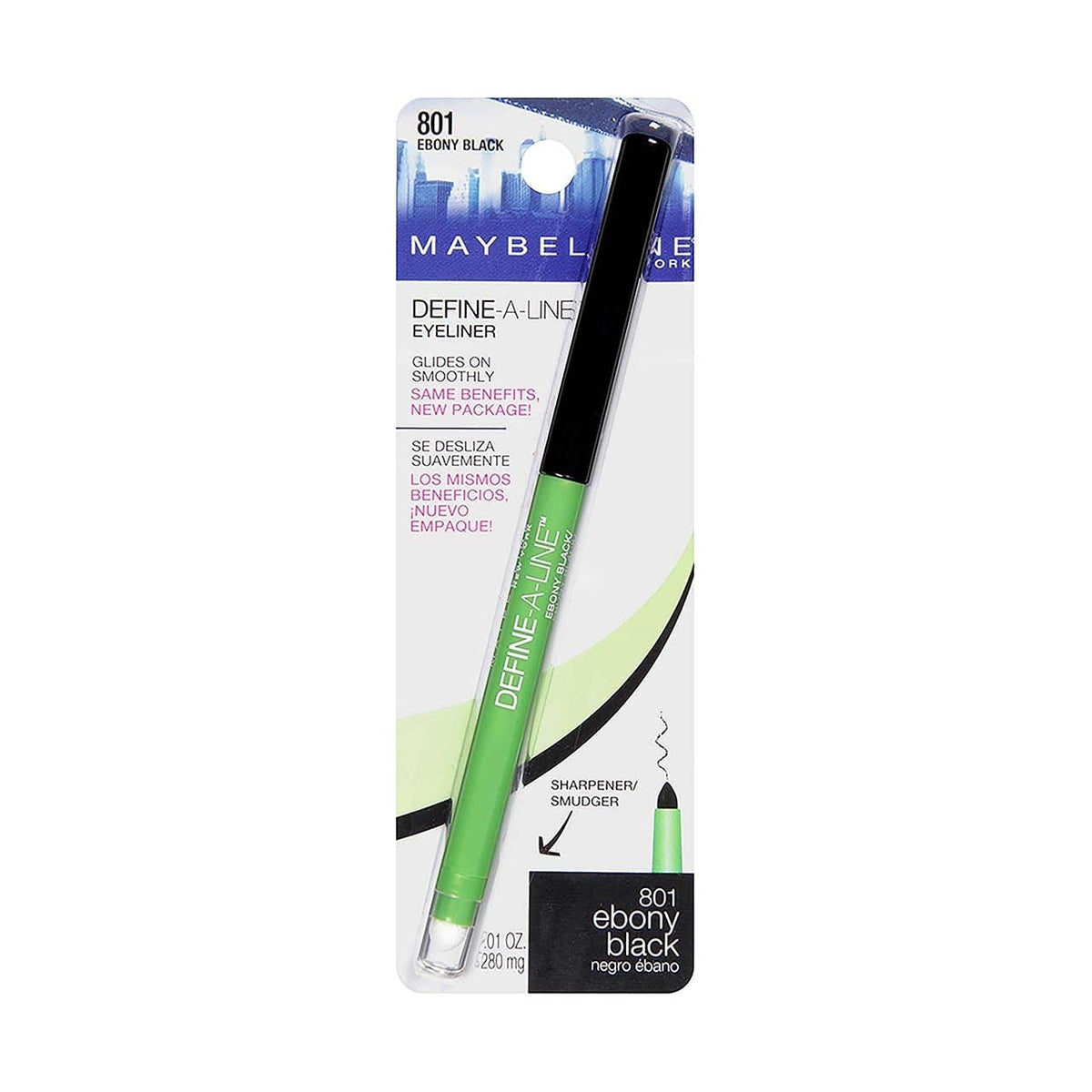 Maybelline Define-A-Line Eyeliner - 801 Ebony Black Beauty & Personal Care MAYBELLINE