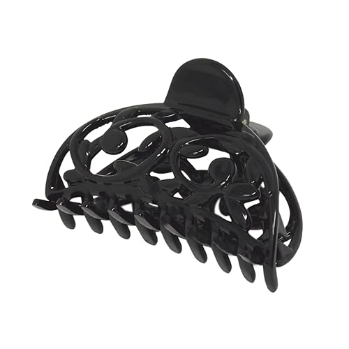 Parcelona French Jardin Black Medium Covered Spring Celluloid Jaw Hair Claw Clip Clamp Clutcher Beauty & Personal Care Parcelona