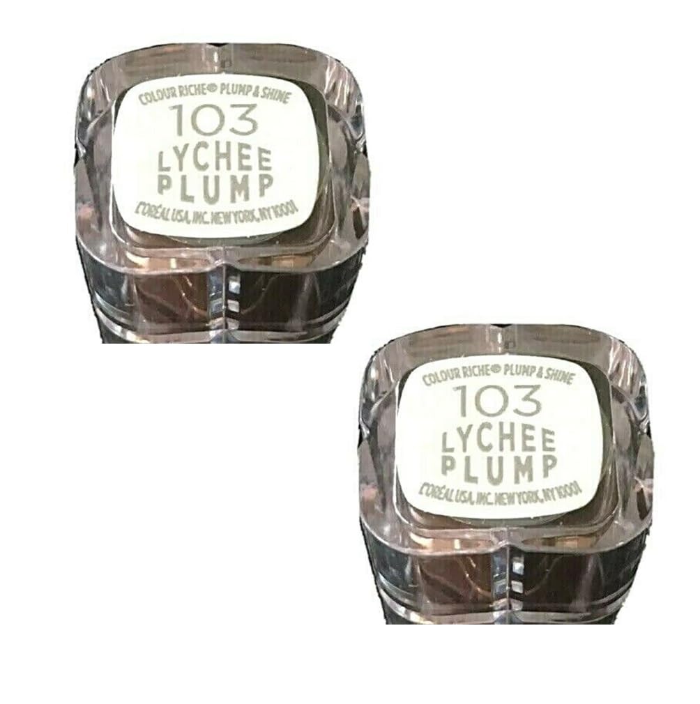 Pack of 2 L'Oreal Paris Colour Riche Plump and Shine Lipstick, Lychee Plump 103 Beauty & Personal Care L'ORÉAL