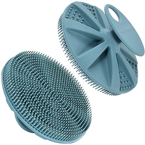 INNERNEED Food-Grade Soft Silicone Body Scrubber Shower Brush Handheld Cleansing Skin Brush, Gentle Exfoliating and Lather Well (Dark Green) Beauty and Personal Care INNERNEED
