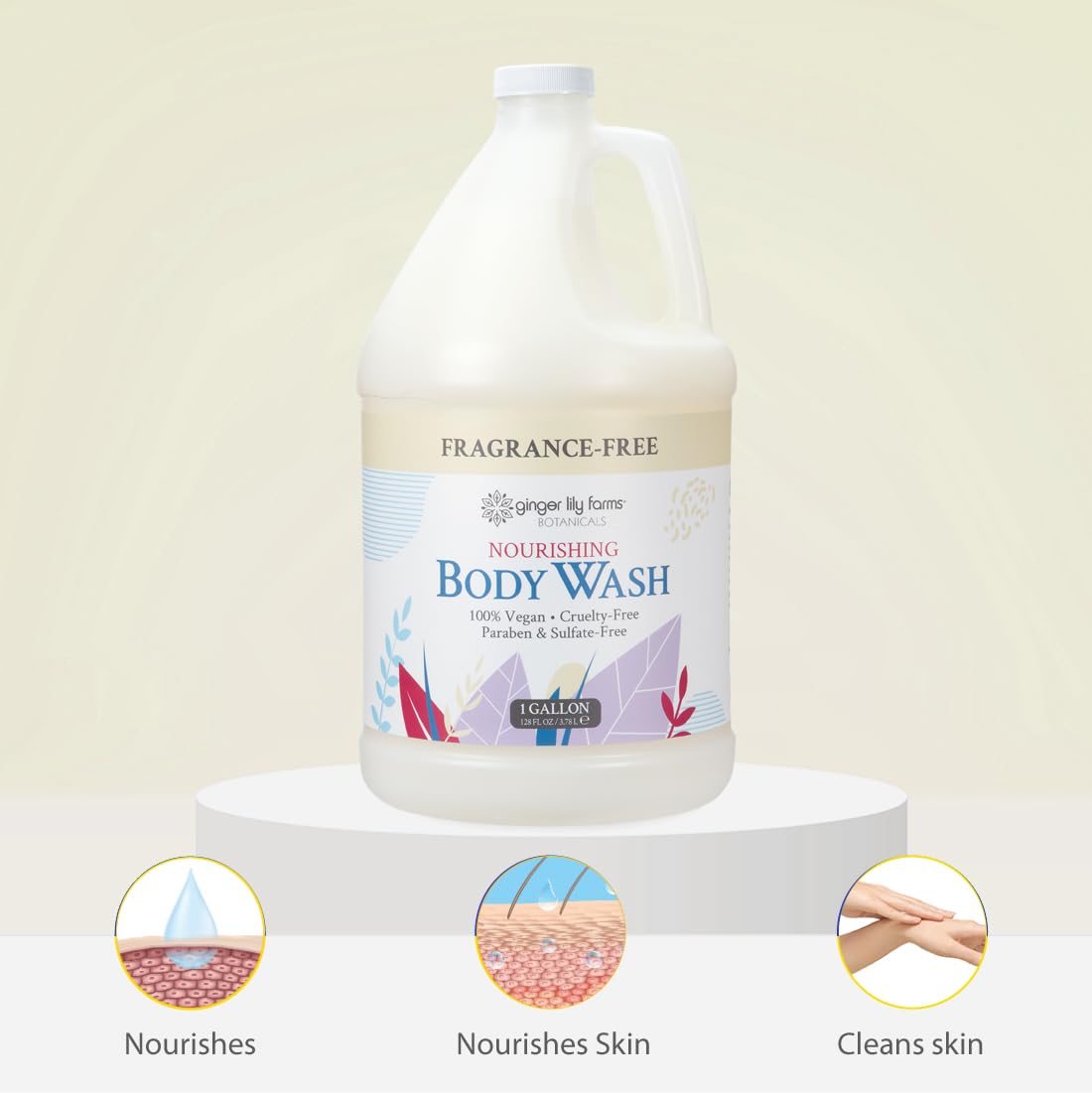 Ginger Lily Farms Botanicals Nourishing Body Wash, 100% Vegan & Cruelty-Free, Fragrance Free, 1 Gallon (128 fl oz) Refill Beauty & Personal Care Ginger Lily Farms