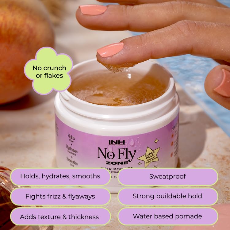 INH Hair Pomade for Flyaways | Water Based & Strong Hold Fly Away Hair Tamer | Sweat Proof No Fly Zone Pomade & Texturizer for Styling | Glossy Finish Beauty & Personal Care INH