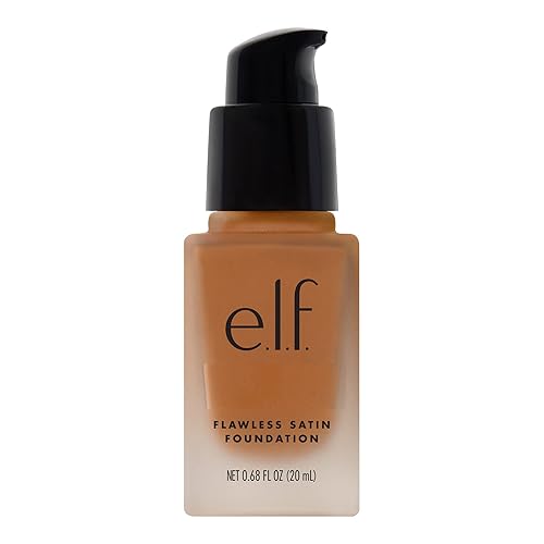 e.l.f. Flawless Satin Foundation, Lightweight & Medium Coverage, Semi-Matte Finish, Vegan , Caramel, 0.68 Fl Oz (20mL) Beauty & Personal Care e.l.f.