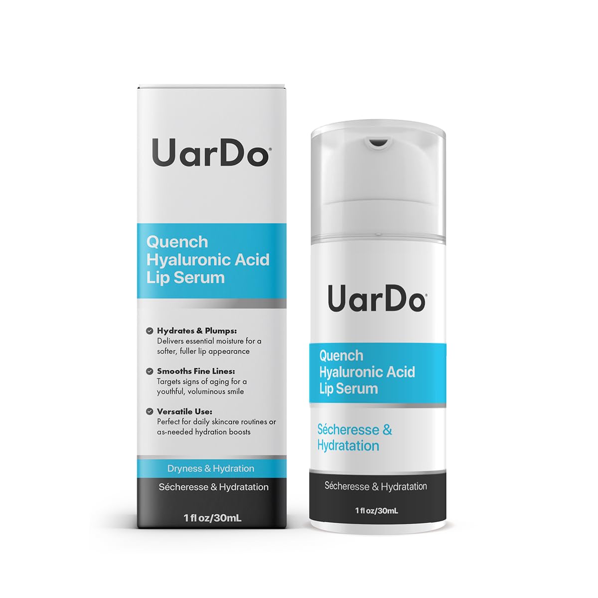 Uardo Quench Hyaluronic Acid Lip Serum 1 Fl Oz / 30 ml - usn108 - Moisturizes Lips - For Dry/Chapped Lips - Hydrating - Adds Plump - For Women and Men Beauty and Personal Care Uardo