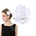 White Rose Flower Hair Clips Flower Brooch Pin Up Mexican Flamenco Dancer Fabric Flowers Headwear Barrette Styling Tools Accessories for Women Girls Beauty & Personal Care ShiQiao Spl