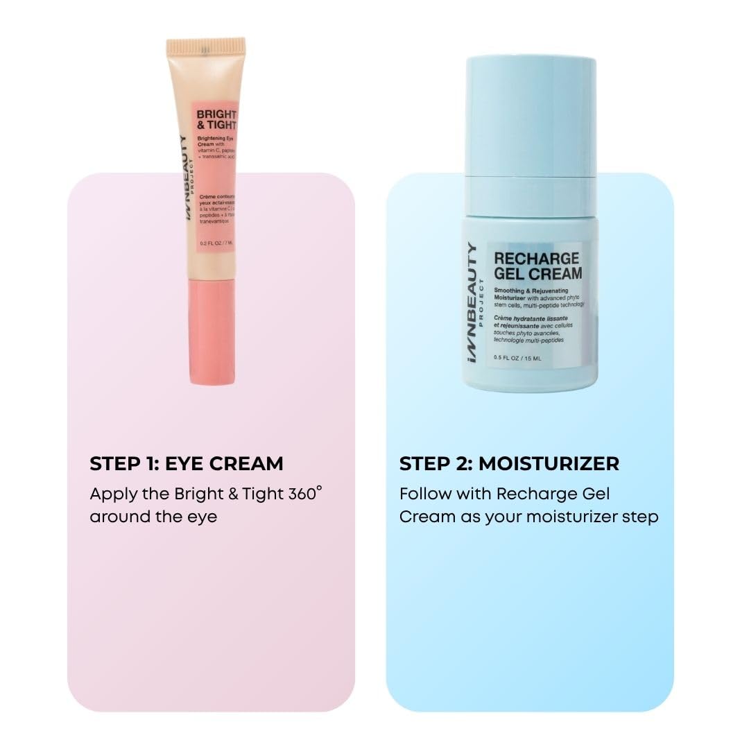 INNBEAUTY Project Smooth & Bright Travel Skincare Holiday Gift Set - Gel Cream & Eye Cream for Hydration, Radiance & Dark Circles Beauty & Personal Care Innbeauty Project