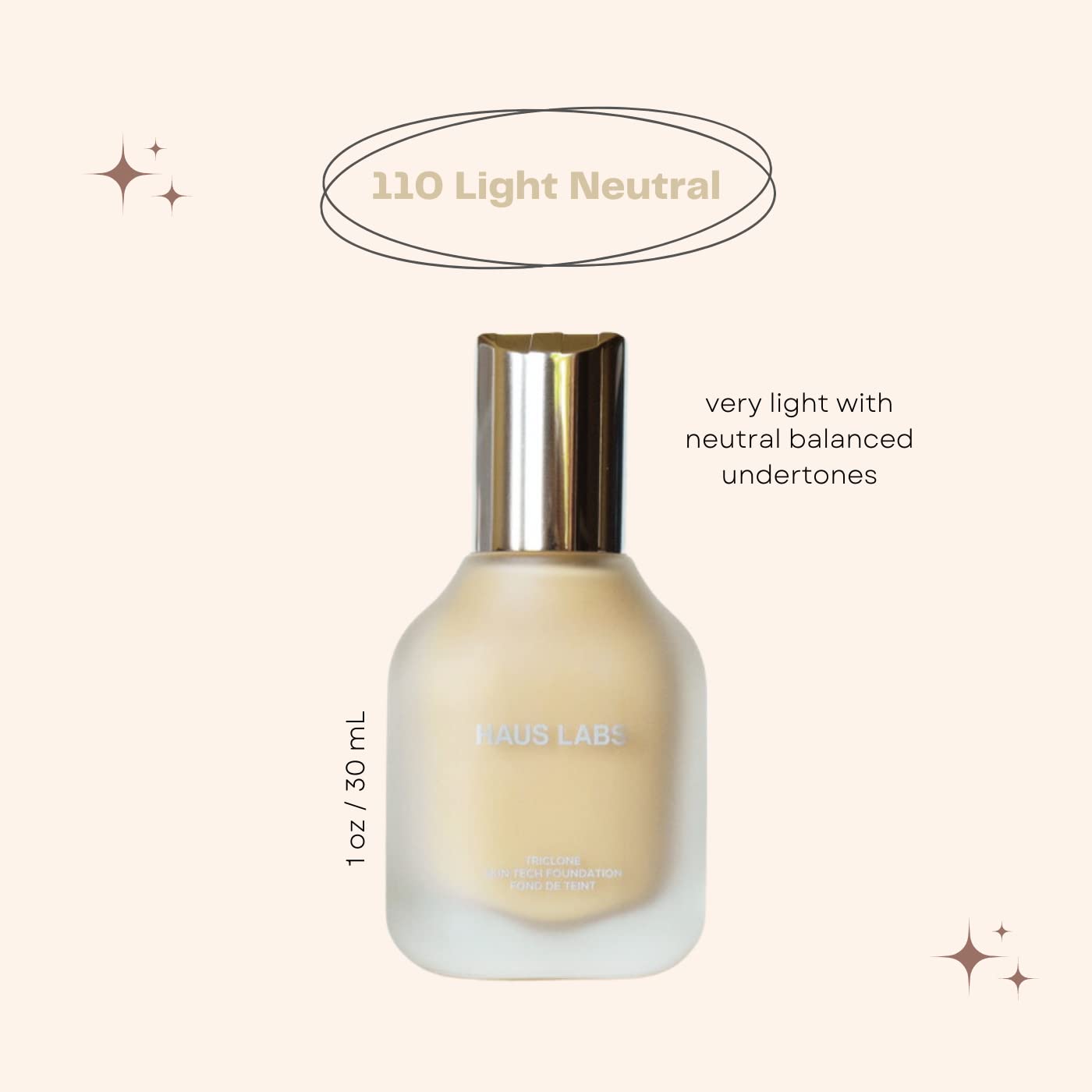 HAUS LABS BY LADY GAGA Triclone Skin Tech Medium Coverage Foundation with Fermented Arnica 110 Light Neutral Beauty & Personal Care Haus Laboratories