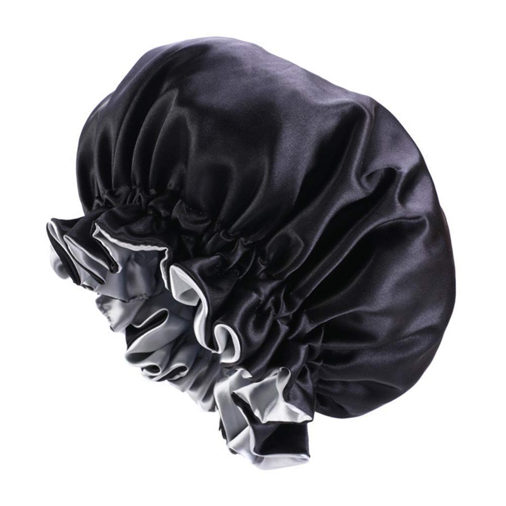 Solid Color Silky Satin Bonnet Cap,Bonnets for Women,Silky Bonnet for Curly Hair,Women Hair Wrap for Sleeping,Double Layers Black Beauty and Personal Care SuperiMan