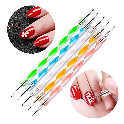 5PCS Dotting Pens with 3 PCS Nail Painting Brushes, Nail Art Design Tools Beauty and Personal Care FULINJOY