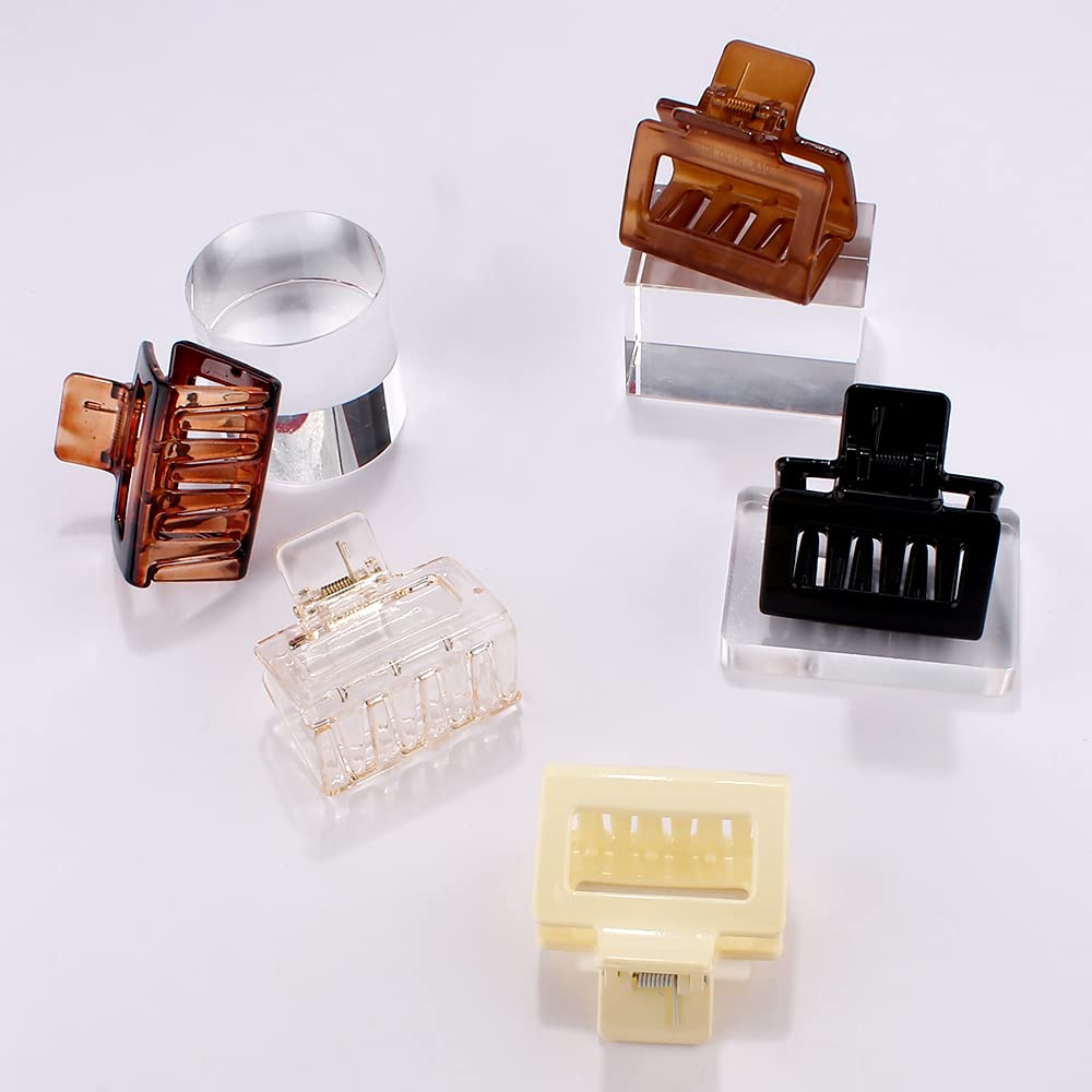 ATODEN Square Hair Clips Set - 5 Pcs Mini Acrylic Claw Clips for Short, Thin and Medium Hair, Non-Slip Hair Clamps and Jaw Clips, Hair Accessories Beauty & Personal Care Atoden