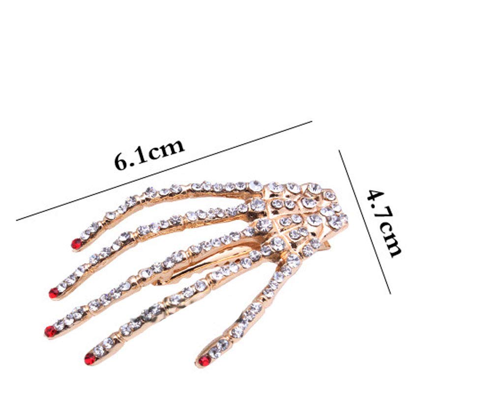 2Pcs Alloy Rhinestone Skeleton Claws Skull Hand Hair Clip Hairpin Zombie Punk Horror Bobby Claw Barrette Fashion Hair Accessories For Women Cosplay Beauty & Personal Care Suoirblss