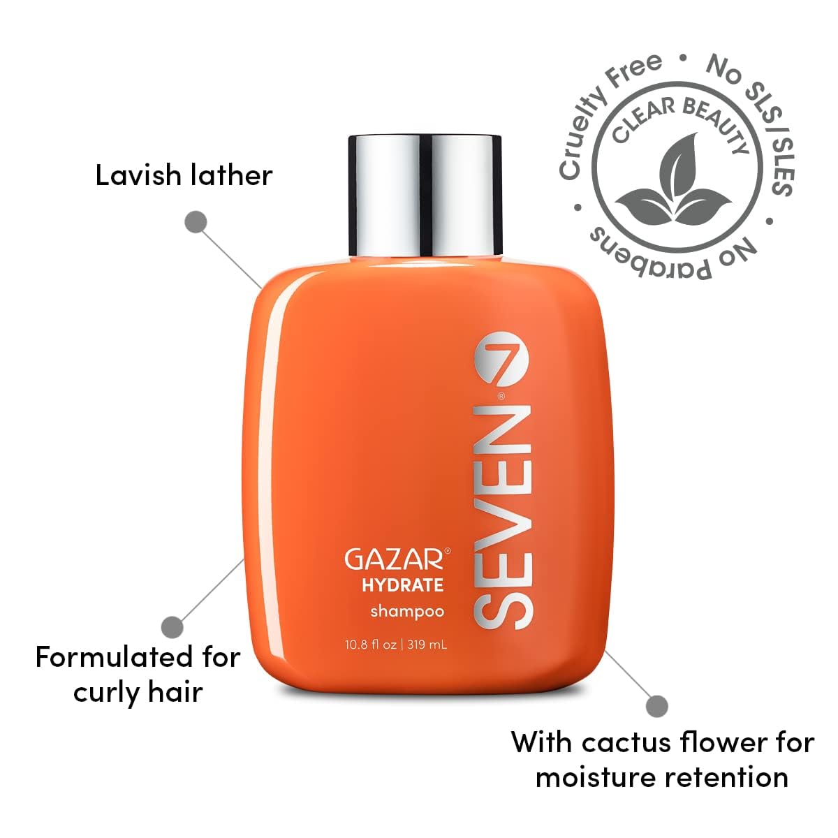 SEVEN Hair Care Gazar Hydrate Shampoo for Women & Men, Sulfate & Paraben Free, Cruelty Free with Pro Vitamin B5, Sugarcane + Moisturizing Cactus Beauty & Personal Care SEVEN