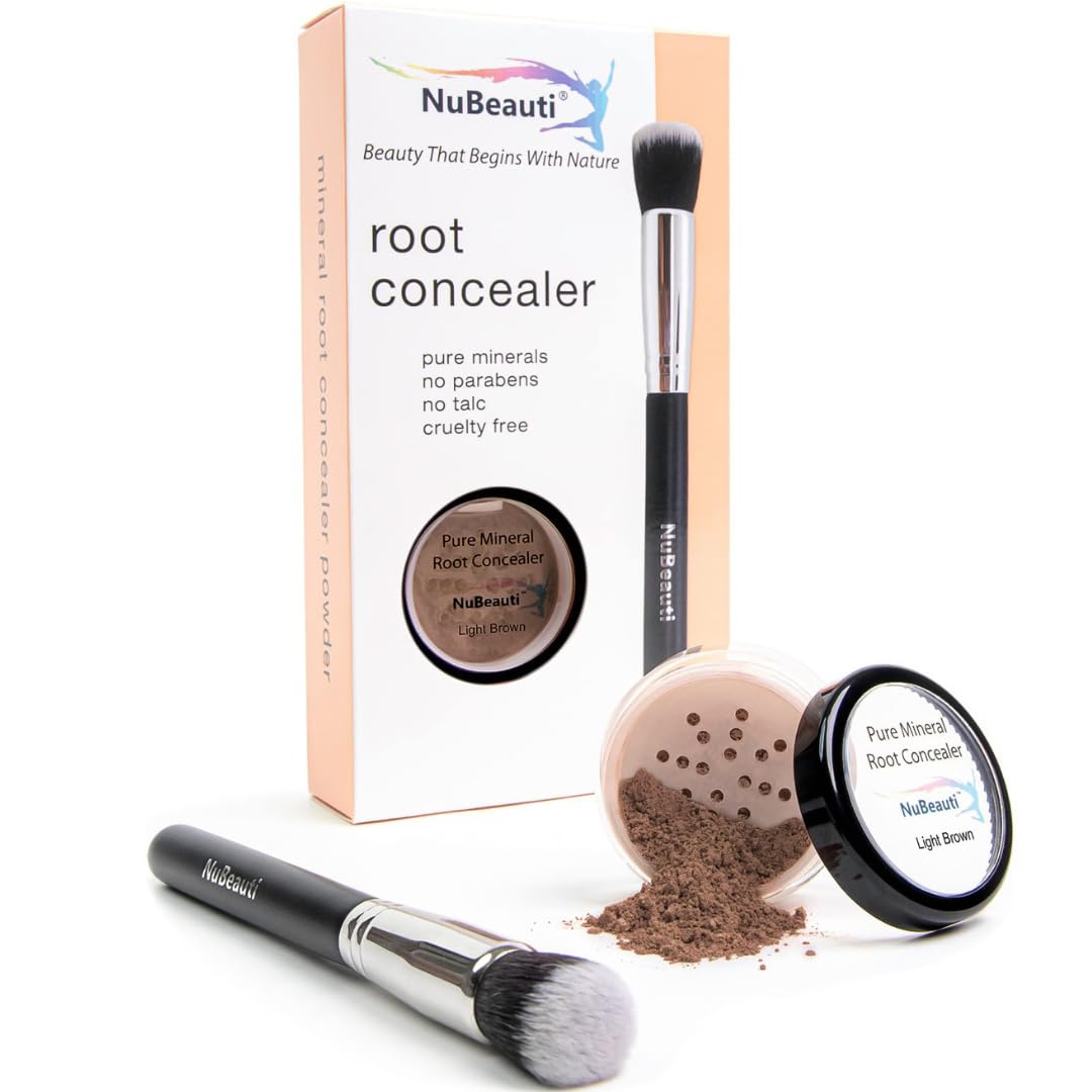 NuBeauti Hair Root Touch Up Powder, Light Brown - 11 True-to-Nature Root Concealer Shades, Long-lasting, Fragrance, Talc, Parabens Free, With Brush Beauty & Personal Care NuBeauti