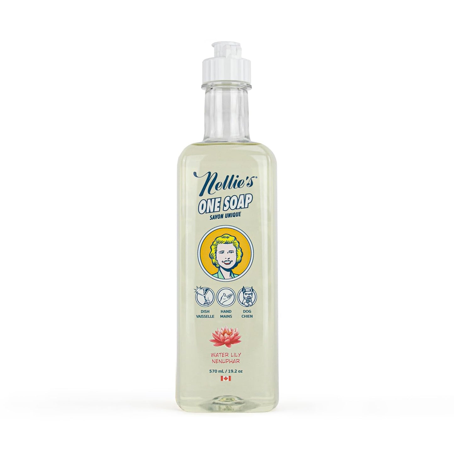 Nellie's One Soap - Water Lily Scent - Gentle Multi-Purpose Cleaner for Dishes, Surfaces & Hands - Plant-Based, Soft on Skin - Made in Canada Beauty & Personal Care Nellie's
