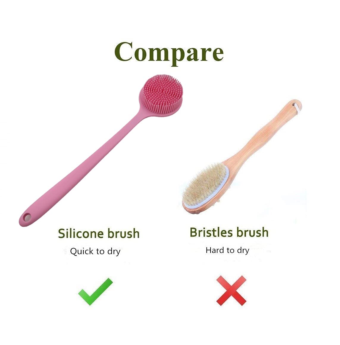 Cinlitek Silicone Body Scrubber, Long Handle Back Scrubber for Shower, Silicone Body Brush Shower Scrubber for Body, Shower Srush Back Brush Body Beauty & Personal Care Cinlitek