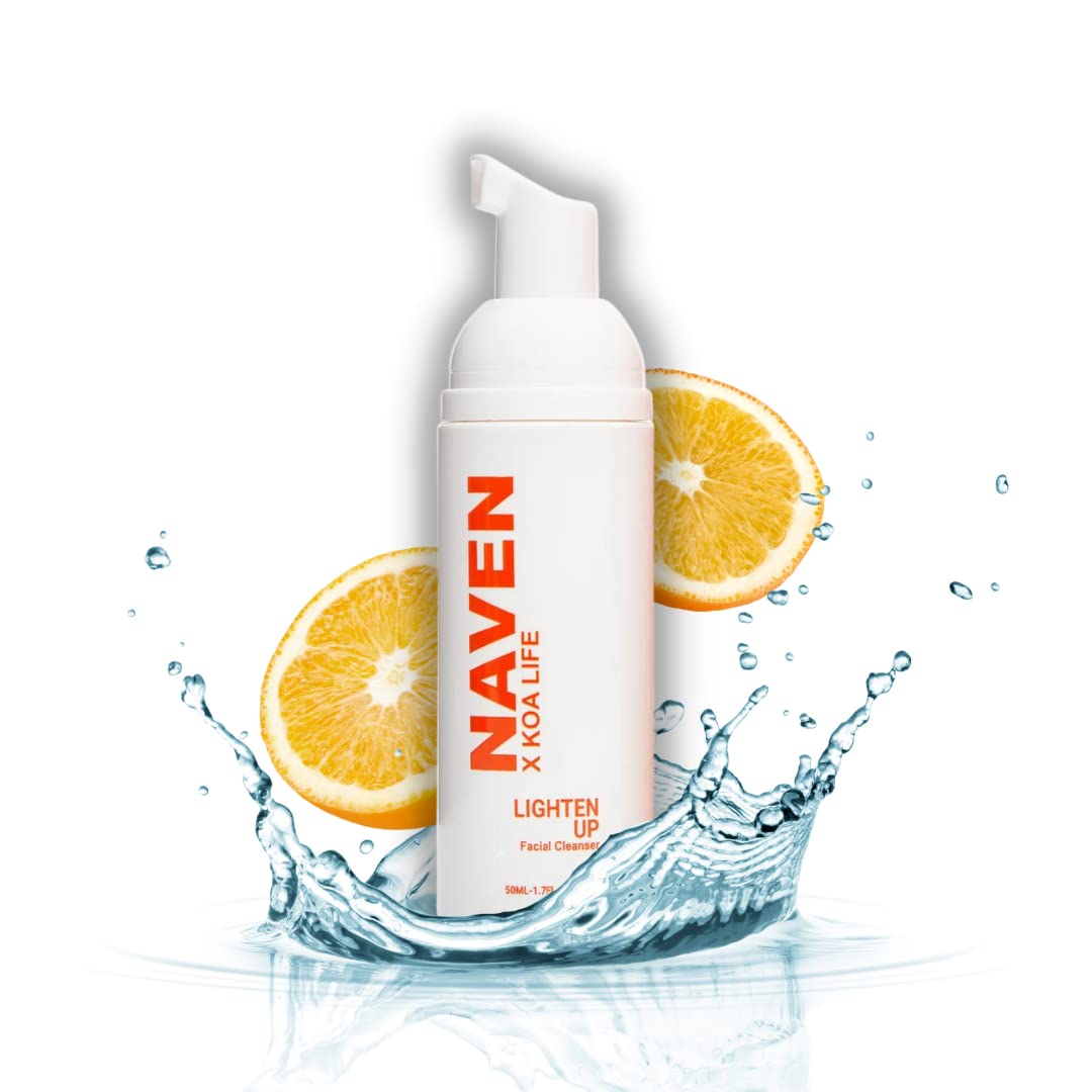 KOA LIFE X NAVEN Lighten Up - Anti-Blemish Facial Foam Cleanser, Purifies Skin, Vitamin C, Organic, Natural Ingredients - 1.7 Fl Oz Beauty & Personal Care KOA LIFE