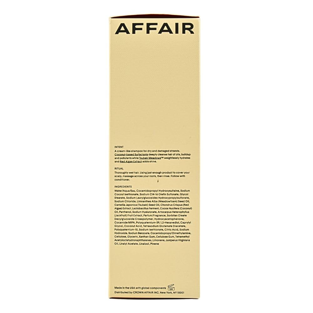 CROWN AFFAIR The Hydrating Shampoo 8oz - Creamy Cleanser for Dry, Damaged Hair with Tsubaki Oil & Red Algae Extract
