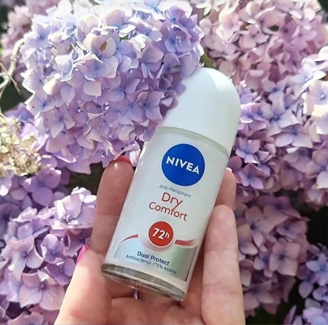 Nivea Dry Comfort Roll-On Deodorant 25ml - 72H Sweat & Odor Protection - Quick Dry Formula with Mineral Extracts - Long-Lasting Freshness & Gentle Beauty and Personal Care NIVEA