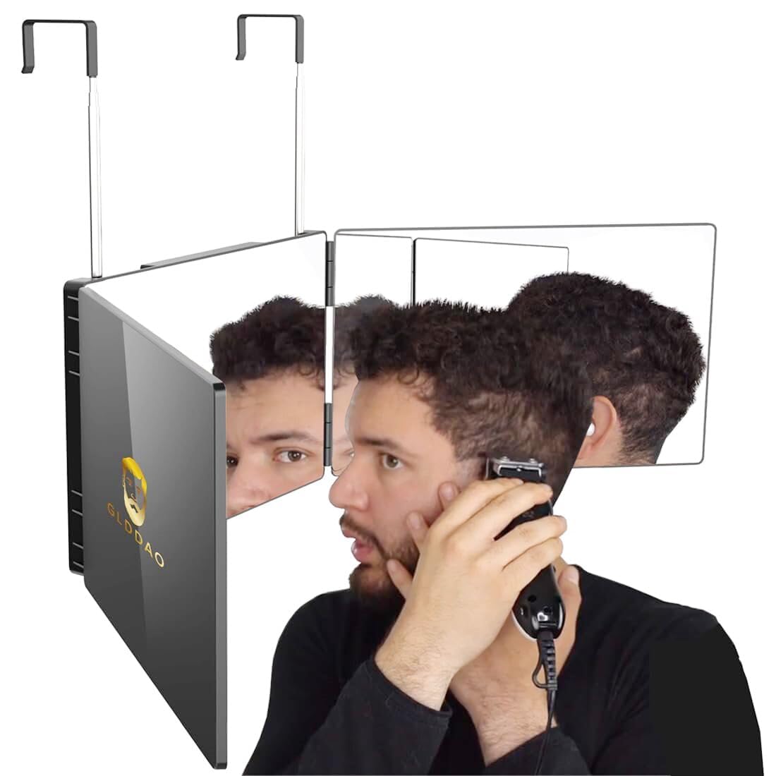 GLDDAO 360 Mirror for Haircuts for Men for Women for Braiding Hair Trifold 3 Way Mirror to See Back of Head Barber Haircut Tool Three Way for Hair Beauty & Personal Care GLDDAO