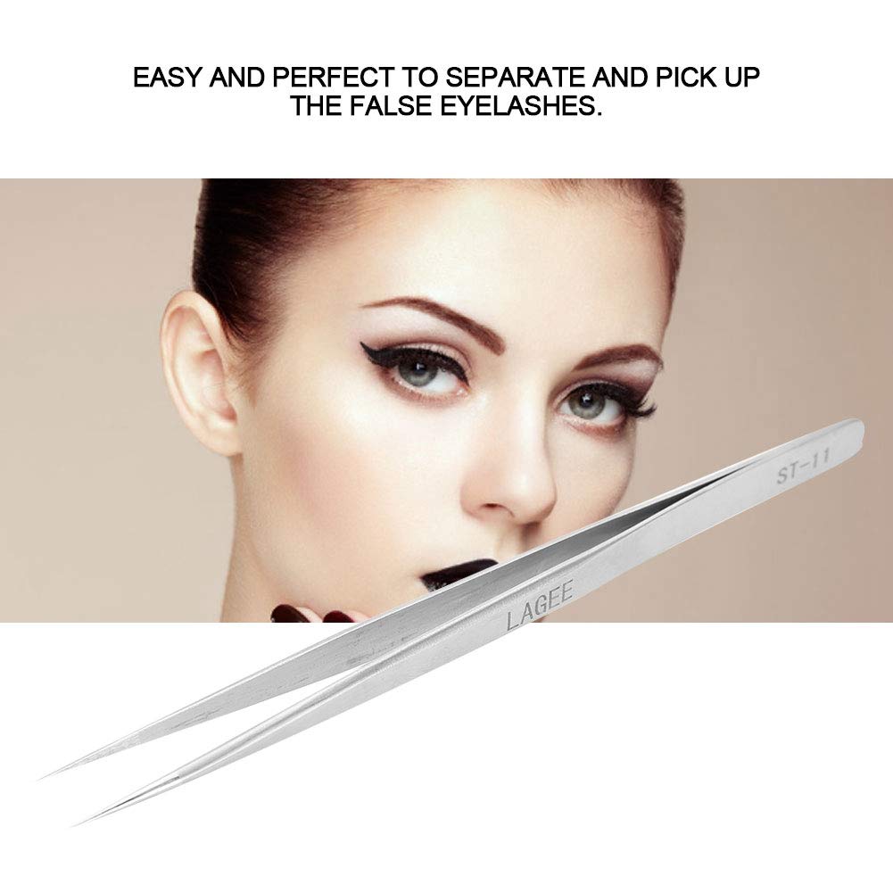 5.51" Stainless Steel Pointed Straight Tweezer, Professional Eyelash Extension Straight Tweezers for Nail Art Hair Eyebrow Beauty and Personal Care Pongnas