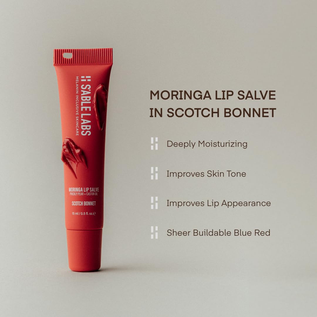 S'ABLE Labs - Moringa Lip Salve - Deeply Moisturize, Soften, Improve Lip Appearance - Prickly Pear + Castor Oil - Melanin-Inclusive Skincare (Scotch Beauty and Personal Care S'ABLE LABS