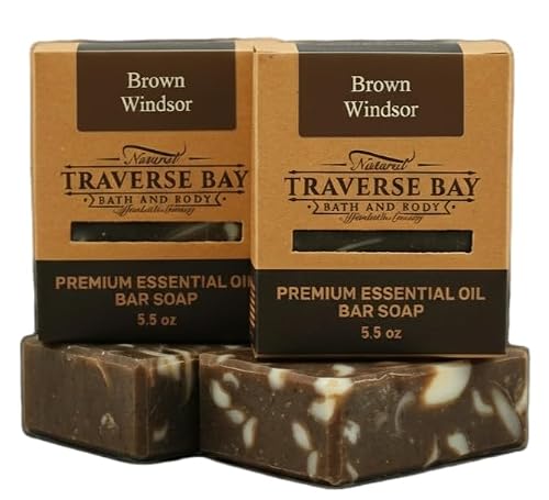 Traverse Bay Bath and Body, Brown Windsor, all natural handmade cold process soap, essential oil soap, spicy coffee caraway scent (2) Beauty & Personal Care Traverse Bay Bath and Body