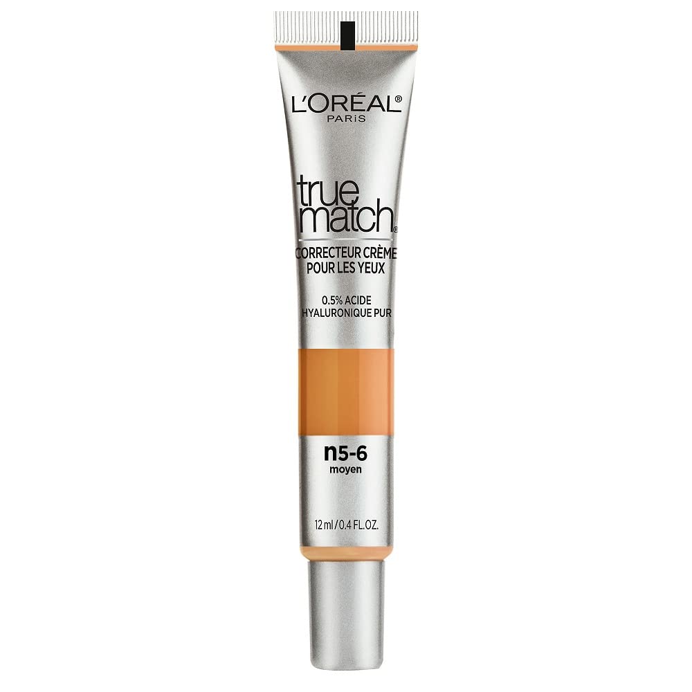 L’Oréal Paris True Match Eye Cream in a Concealer, 0.5% hyaluronic acid, Medium N5-6, 0.4 fl. oz. Beauty & Personal Care L'Oreal Paris